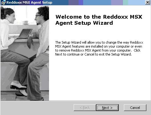 3 REDDOXX MSX Agent 3.1 Installation of the REDDOXX MSX Agent 1. Download the REDDOXX MSX Agent msi package from the REDDOXX Support Center: http://support.reddoxx.net/downloads.php 2.