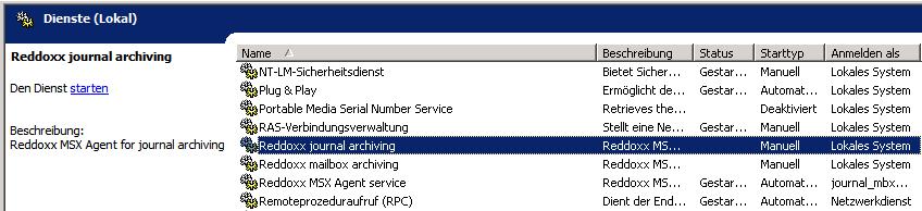 3.4 Adjusting the account context of the REDDOXX MSX Agent Services 1. Go to Start, Run and enter services.