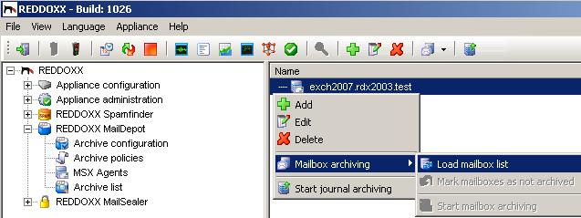 2. Port: The number of the listening port 3. Archiving interval: The time interval during which emails are polled from the MS Exchange server. Default value is 60 minutes. 0 disables the polling. 4.