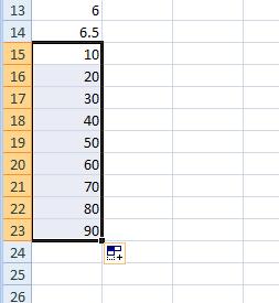 Since our graph etends to 90, we don t want to make our table all the way to 90 in increments of 0.5. In the net cell in column A (in this case A5), place a 0. 4. In the cell below, place a 0. 5.