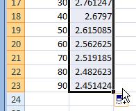 7. Select cell B and fill the rest of the column with y values corresponding to each t value in column A. 8. These two columns are the t and y values for the graph. Select these two columns.