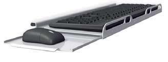 16 Keyboard Tray Options The Ultra Ergonomic (standard width) 19" wide aluminium tray with wrist rest in front of the tray. 482mm (19 ) 260mm (10.2 ) 482mm (19 ) 716mm (28.