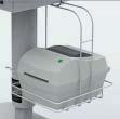 The cart can accomodate various label printers, either mounted above or below the