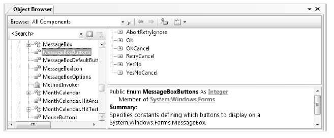 Examining C# Classes - 2 Display the MessageBoxButtons constants