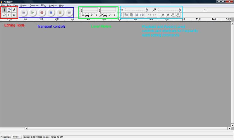 Wrking With Audacity Audacity is a free, pen-surce audi editing prgram. The majr user interface elements are highlighted in the screensht f the prgram s main windw belw.