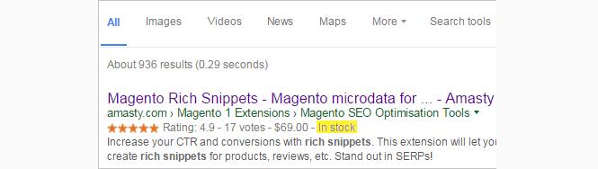 to product rich snippets to let customers know whether the