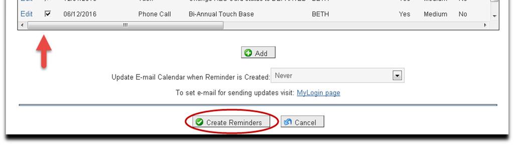 Select Create Reminders.