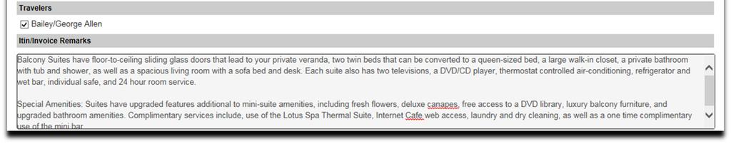 On the Service Provider Screen, fill in a description of the cruise and the Trip start date and end date.