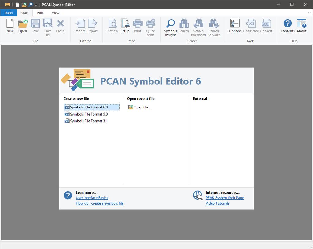 Do the following to create a symbol file with multiplexers: 1. Start the supplied Windows program PCAN Symbol Editor (PcanSEdt.exe).