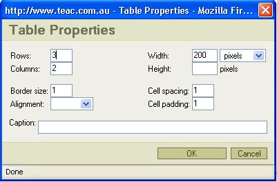 To display tabulated data in your page, click the Insert/Edit Table button.
