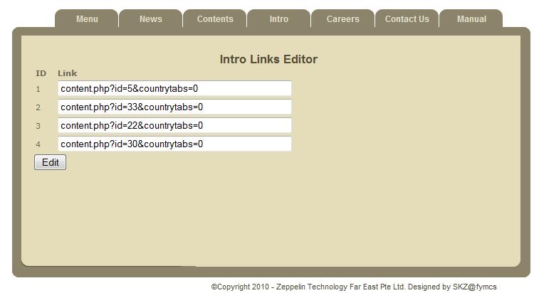 2.4. Intro Links Editor Edit the