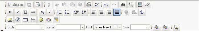 3. FCK Editor 1. Toolbar Options Overview FCK Editor provides a toolbar with extensive array of options for managing the textual content and images.