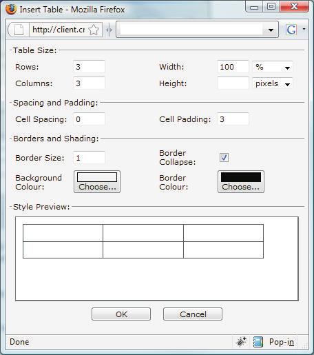 Insert Table / Table Properties (8) Insert Table: This button is used to insert a table into your document. Tables are very useful for layouts and displaying information that has to be kept arranged.