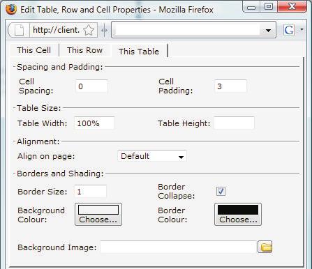 This means that if you wanted to edit a whole row of cells, you would just click inside one of the cells, press Table Properties and then select the This Row tab at the top of the new