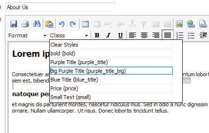 Pre-defined Text Styles (15) This drop-down menu allows you to choose a set of pre-defined text styles that fit the style of your site. Simply select the Text Sty le you wish to use and start typing.
