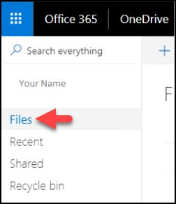 6. Click Files in the left window. 7. Place a checkmark next to the file or folder you want to share.