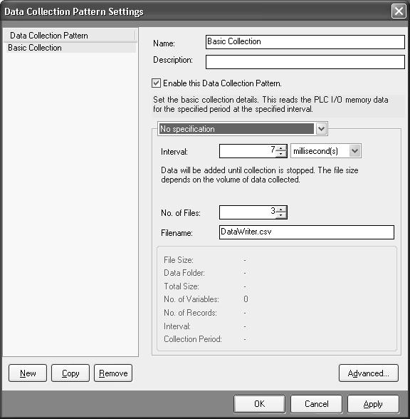 Setting Data Collection Patterns Section 10-4 Specifying the Collection Period When Specify the collection period is selected, the number of records recorded in a single file is determined by the
