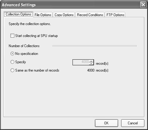 Making Advanced Data Collection Pattern Settings Section 10-5 10-5-2 Setting Collection Options The Advanced Settings Dialog Box s Collection Options Tab Page contains settings that can specify the