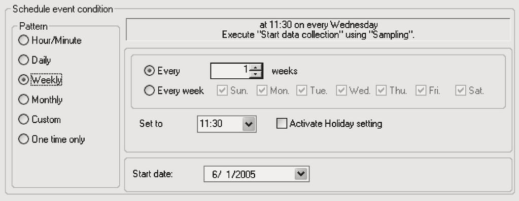 Setting Schedule Events Section 11-3 Use this setting to specify the schedule event in daily intervals.