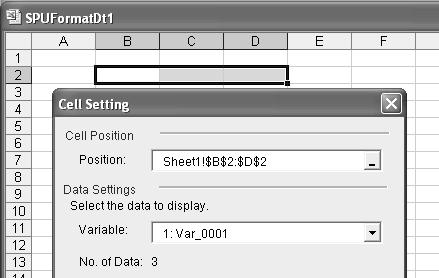 Creating Report Books Section 22-3 1,2,3... 1. Select cells from B2 to D2 in Position, and set Var_0001 as the variable. 2. Click the OK Button.