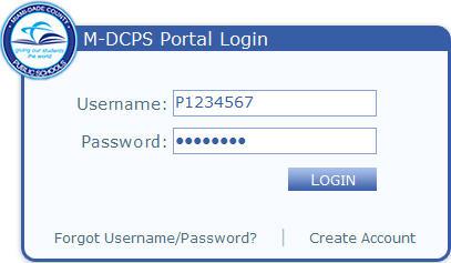 From the Dadeschools Parents page, Parent Portal - Create an Account Login to Parent Portal The M-DCPS Portal Login