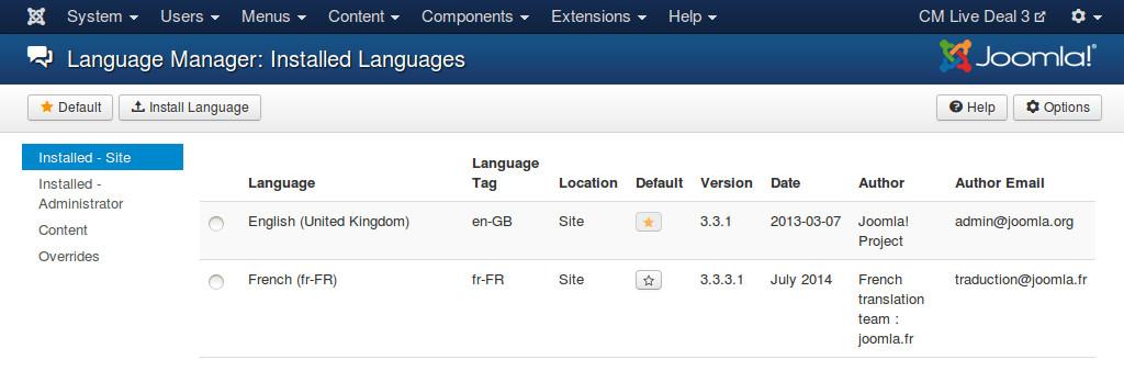 2 Preparation You can use your favorite FTP software or file managers available in your hosting control panel to navigate to <Joomla! root folder>/components/com_cmlivedeal/language/ folder.