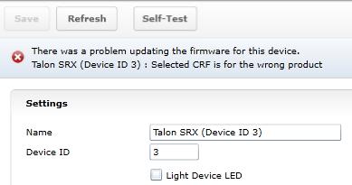 2.3.3. Other Field-upgrade Failure Modes Here s an example error when trying to flash the wrong CRF into the wrong product.