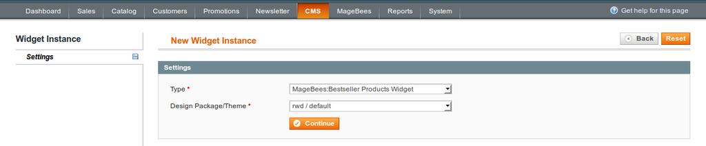 CREATE BESTSELLER PRODUCTS WIDGET Go to admin CMS Widgets. You will get the following screen.