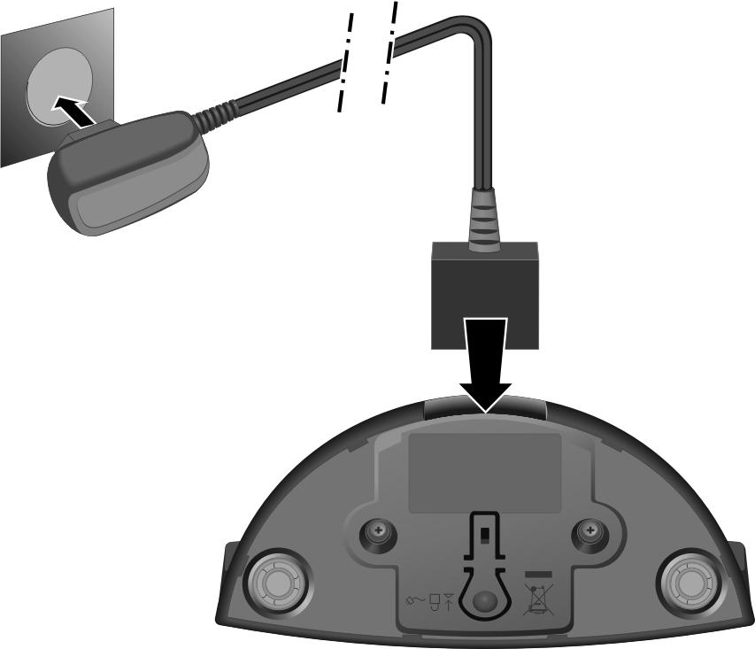 Plug the power adapter into the plug socket 2.