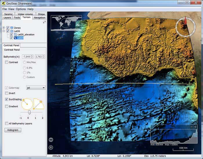 Borehole Viewer software 3D-Viewer for bathymetric DTMs Low resolution seismic viewing
