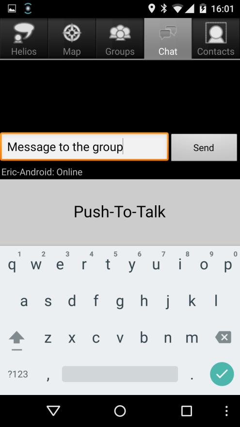 3.5.2 Group Chat To write text messages to a group choose tab. Chat. Select Group chat to write to the members of the group you are active at the moment 3.