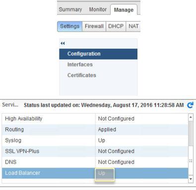 2 Navigate to the NSX Edge, and verify the configurations that are required