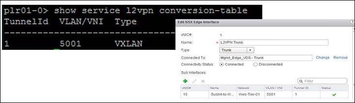 show service l2vpn trunk table show service l2vpn conversion table - In the following example, an Ethernet frame which arrives on tunnel #1 will have its VLAN ID #1 converted to VXLAN with a VLAN #
