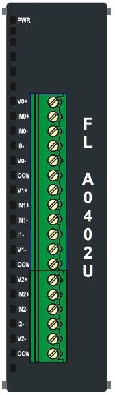 FLA0402U-12 Product Specifications Analog Inputs Analog Outputs 4 Universal Input Channels Voltage Input: ((0 to 10V), (0 to 5V), (-10 to +10V)) Current Input: ((0 to 20mA), (4 to 20mA)) RTD PT100
