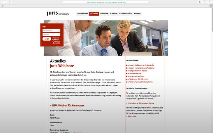 Invitation Take part in our free webinar on perfect juris searching and learn how to use our intuitive user interface quickly and easily. Conveniently at home online!