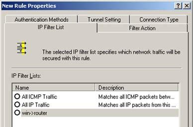 Then, click the OK or Close button on the IP Filter List window. Figure C-4: IP Filter LIst Filter List 2: Router ->win 6.