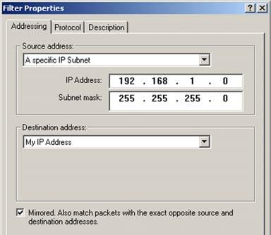 In the Source address field, select A specific IP Subnet, and enter the IP Address: 192.168.1.0 and Subnet mask: 255.255.255.0. (Enter your new values if you have changed the default settings.