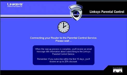 4. The Router will now connect to the Parental Control Service. Figure 5-6: Connecting to the Parental Control Service 5.