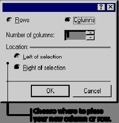 4) Click the Number of rows / columns spin controls to enter the number of rows