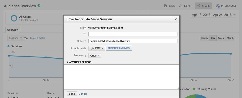 Ways to Make Getting Analytics Info Easy (Advanced) Built-in Analytics Reporting Feature: Send out reports using Analytics built in feature just make sure you train your team on how to interpret, and