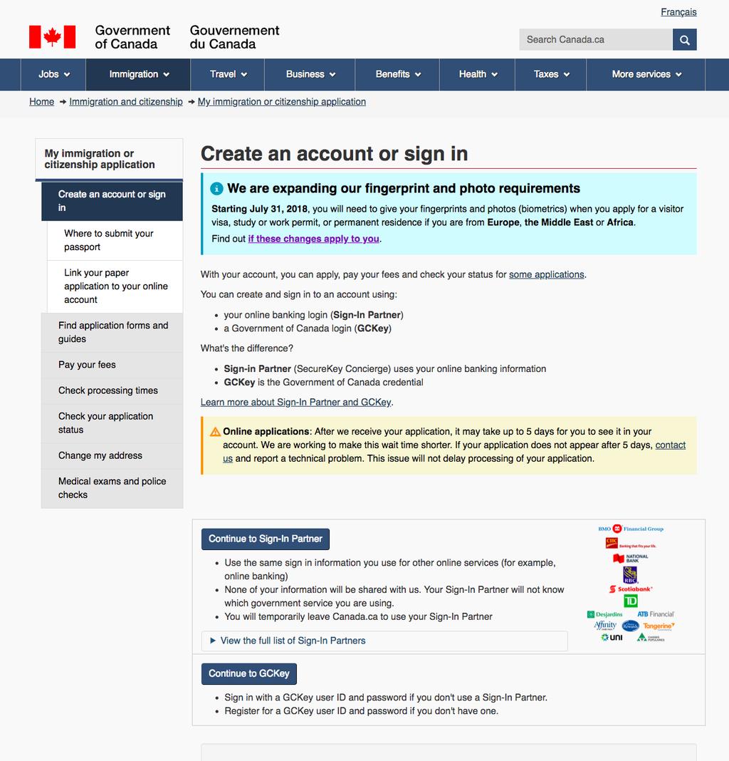 Step 1: Create your Government of Canada online account Visit this link to start: https://www.canada.