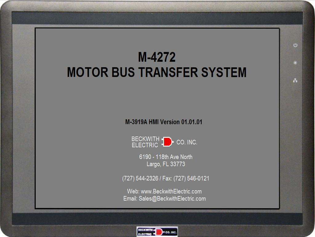 M-3919A Graphic Display Unit/Touch Screen Human Machine Interface Provides a MIMIC Single-Line Diagram of the Motor Bus Transfer System in Two-breaker or Threebreaker Bus Transfer Configuration 16.