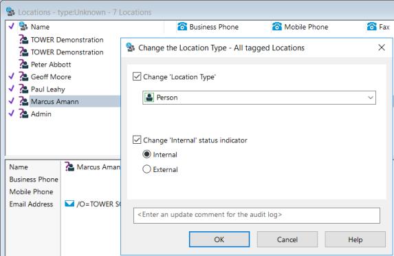 The Internal status of the Locations can also be updated using this option. Change Profile Data Components of Location Profile information can also be updated from a single dialog now.