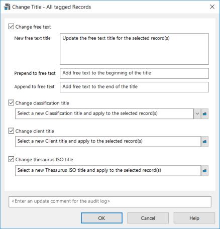 Change Title This option can be access from the record right-click Details Title menu.
