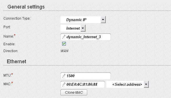 Creating Dynamic IP WAN Connection To create a connection of the Dynamic IP type, click the Add button on the Net / WAN page.