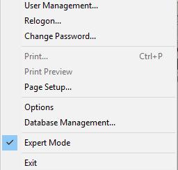 2.4 Menu bar Platform menu This menu provides access to several important options of the program. 2.4.1 Operators privileges definition This tab allows you to set passwords and permissions for the new operator.