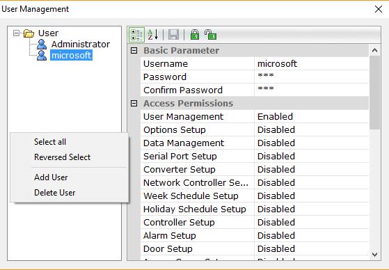 To define a new operator use right-click menu in the window and choose Add user (operator). In a similar way you can remove the operator.
