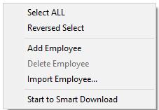 Import employee data Right-click menu items in the Define user s list window allow import user data.