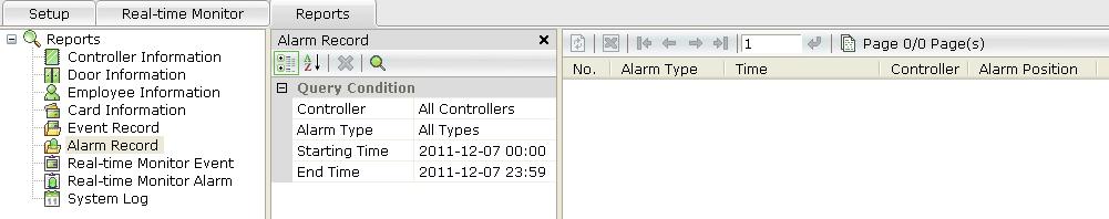 5.6 Alarm record Filter settings To display information about the alarm in the system, click on the magnifying glass icon. In the window below the filter fields are displayed.