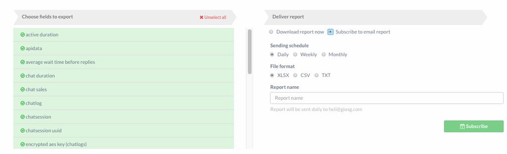 Custom reports - email reports
